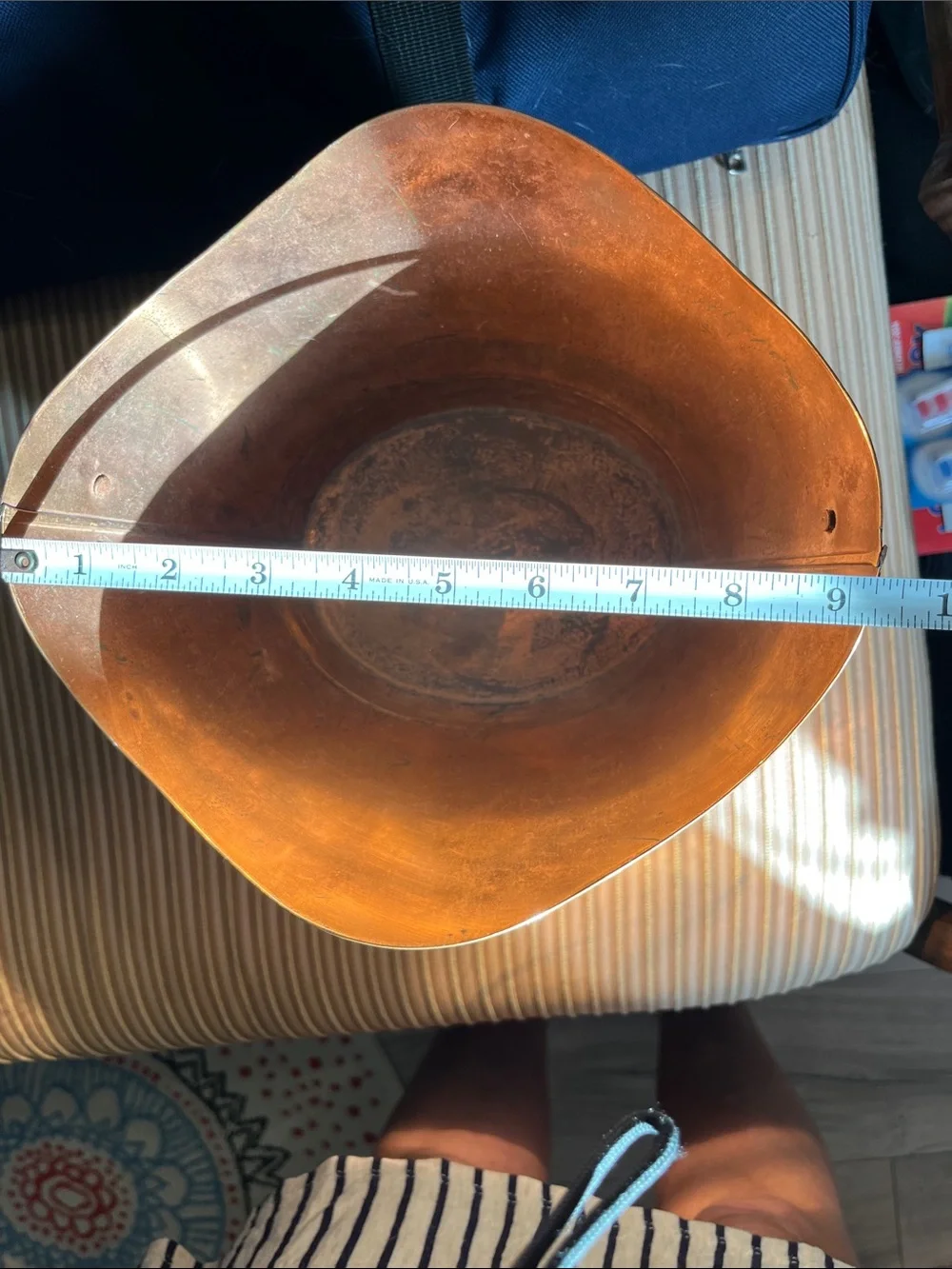 Metallic Copper Decorative Planter Bucket with Brass Accent